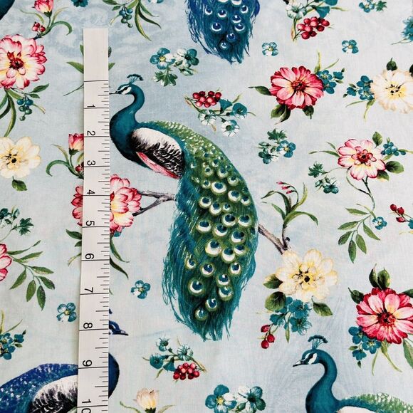 Peacock Fabric Animal Cotton Fabric Quilting Sewing David Textiles 48" x 44" - Picture 2 of 4